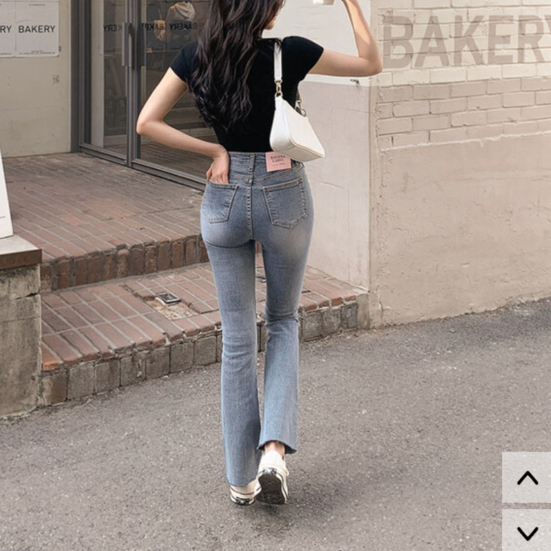 春夏高级感蓝色牛仔裤微喇女fromdayone正品韩国代购气质修身长裤,女装/女士精品,牛仔裤,淘宝优惠券,粉丝福利购,淘宝优惠卷