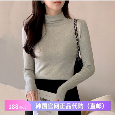春秋舒适莫代尔棉t恤半高领女attrangs正品韩国代购长袖打底上衣