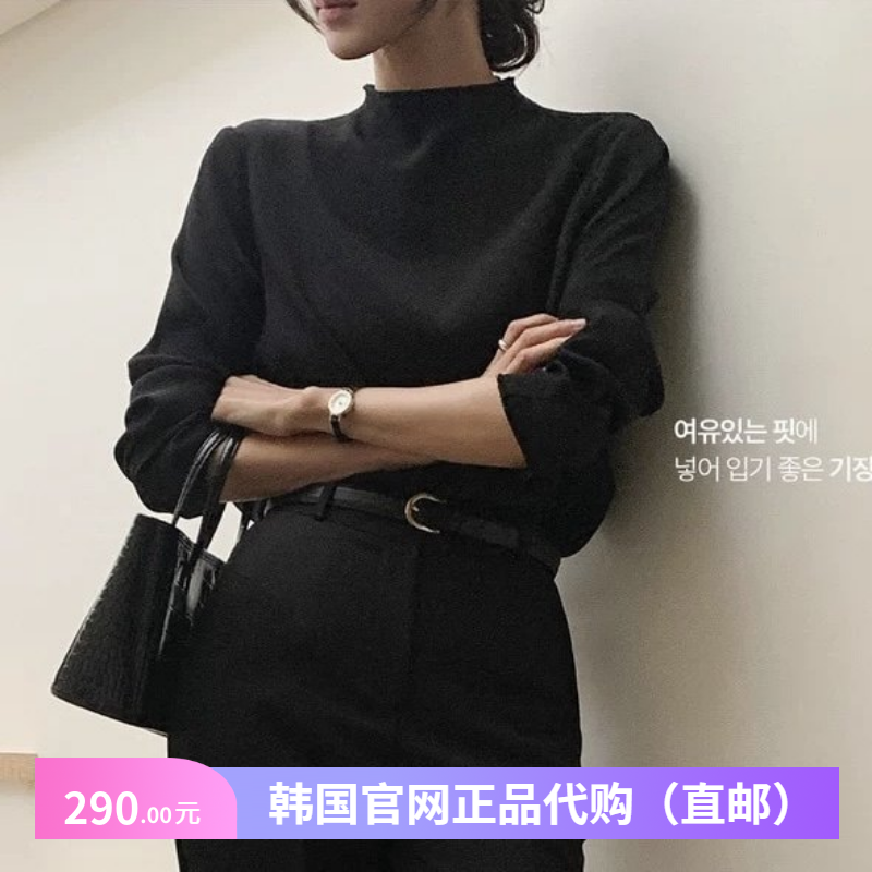 春秋韩式黑色衬衫长袖优雅气质女式韩国代购benito新款高级感上衣