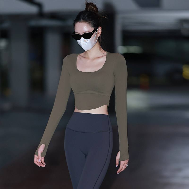 Beemen固定一体杯瑜伽服女上衣2026新款外穿健身短款秋季运动长袖,运动服/休闲服装,健身衣,淘宝优惠券,粉丝福利购,淘宝优惠卷