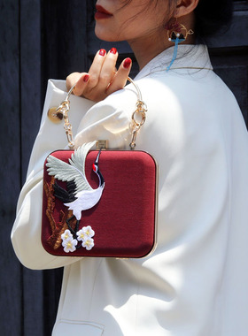 KK9_原创设计复古飞鹤口金包小众单肩斜挎包国风手提包古典女包邮