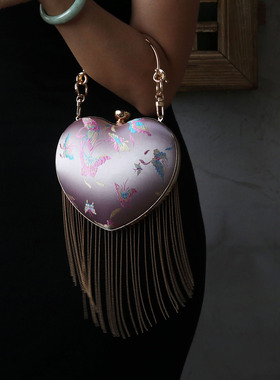 KK9_原创设计复古迷你爱心口金单肩斜挎中式国风手提包古典女包邮