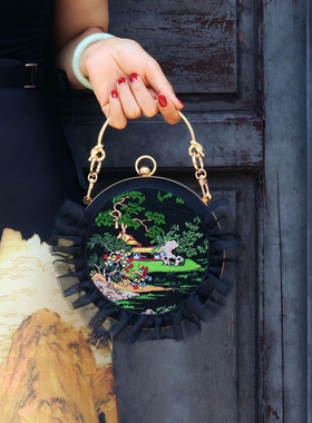 KK9_原创设计复古春色口金包单肩斜挎包国风夏季手提包古典女包邮