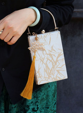 KK9_原创设计新款竹子口金包百搭手提方包时尚单肩斜挎小包女包邮