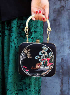 KK9_原创设计复古春色刺绣口金包新中式包国风包手提包古典女包邮