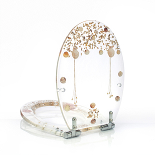 透明树脂马桶盖缓降加厚实心通用UVO型环刀条削读书台毯上咸