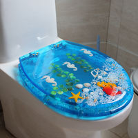Transparent resin toilet seat cover, thickened and slow-lowering universal toilet seat cover, made of real dried flower shells thumbnail 3