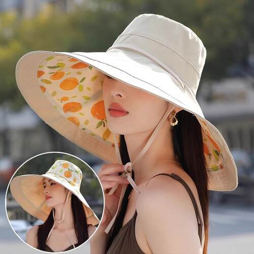 18CM超大帽檐遮脸双面渔夫帽女夏