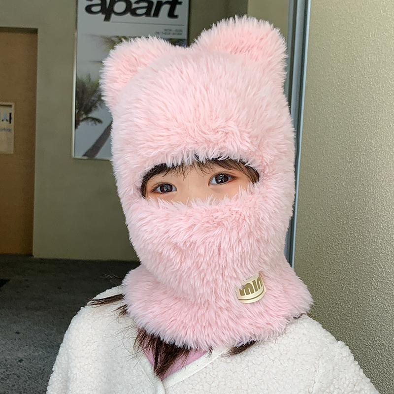 儿童帽子男女童冬天可爱一体加绒