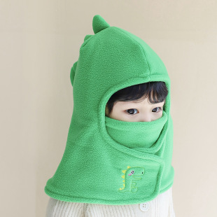 儿童帽子秋冬季卡通可爱宝宝毛绒套头帽男女童围脖一体口罩护耳帽