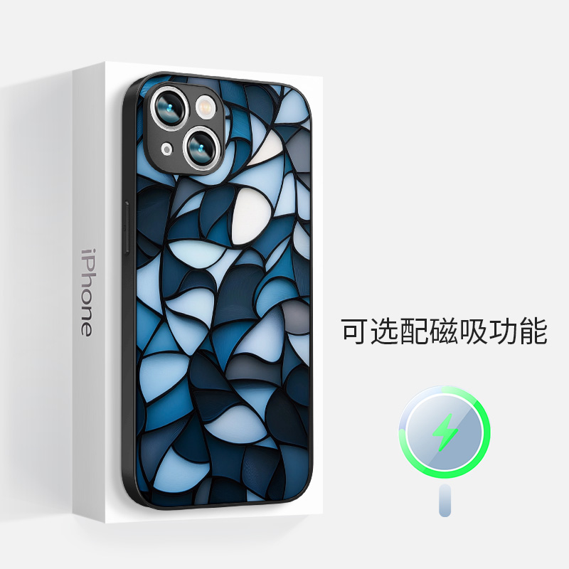 适用于苹果iphone16promax磁吸手机壳15plus男女ip14简约13琉璃新中式超薄散热全包镜头边框12防摔保护套新款
