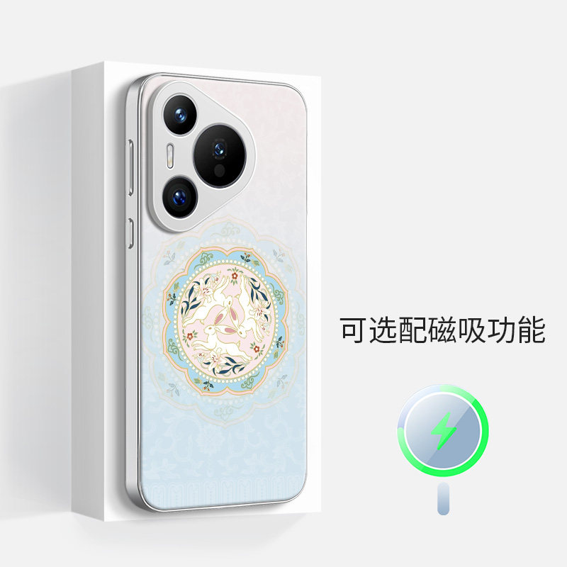 适用于华为Pura70磁吸p70手机壳magsafe女新款pro+三兔共耳燕归por国风国潮硅胶超薄全包镜头边框防摔保护套图片