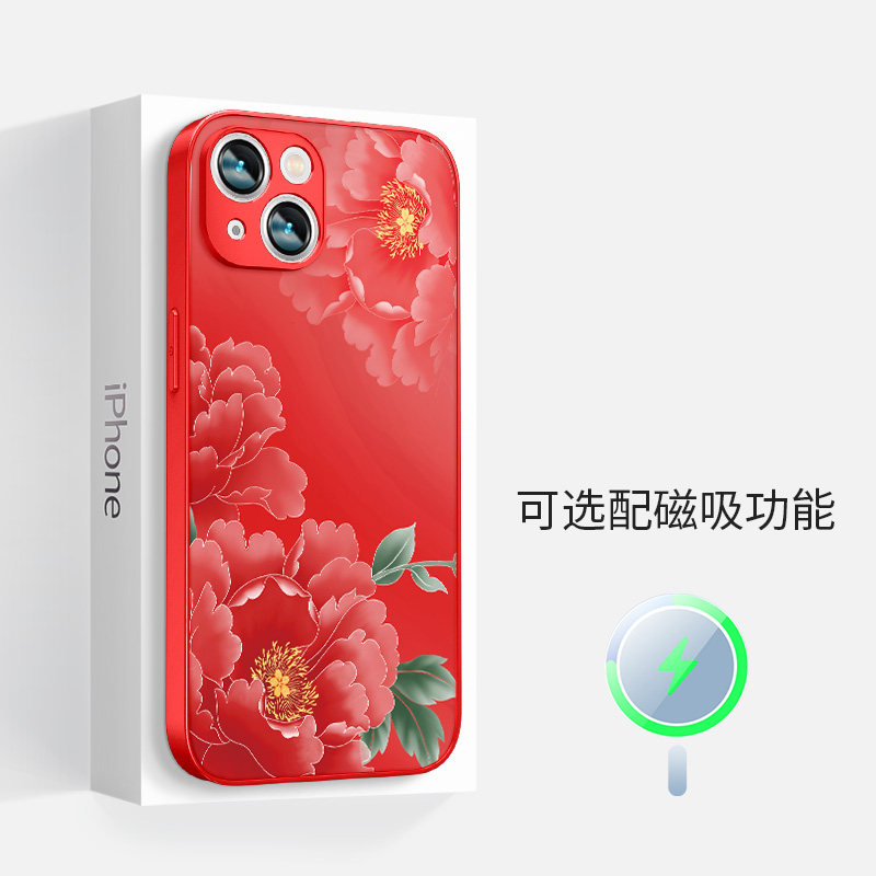 苹果手机壳超薄硅胶磁吸中国风