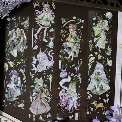 糖分超标 集市新品林深见鹿贝壳光pet人物绿系精灵手帐咕卡流麻素