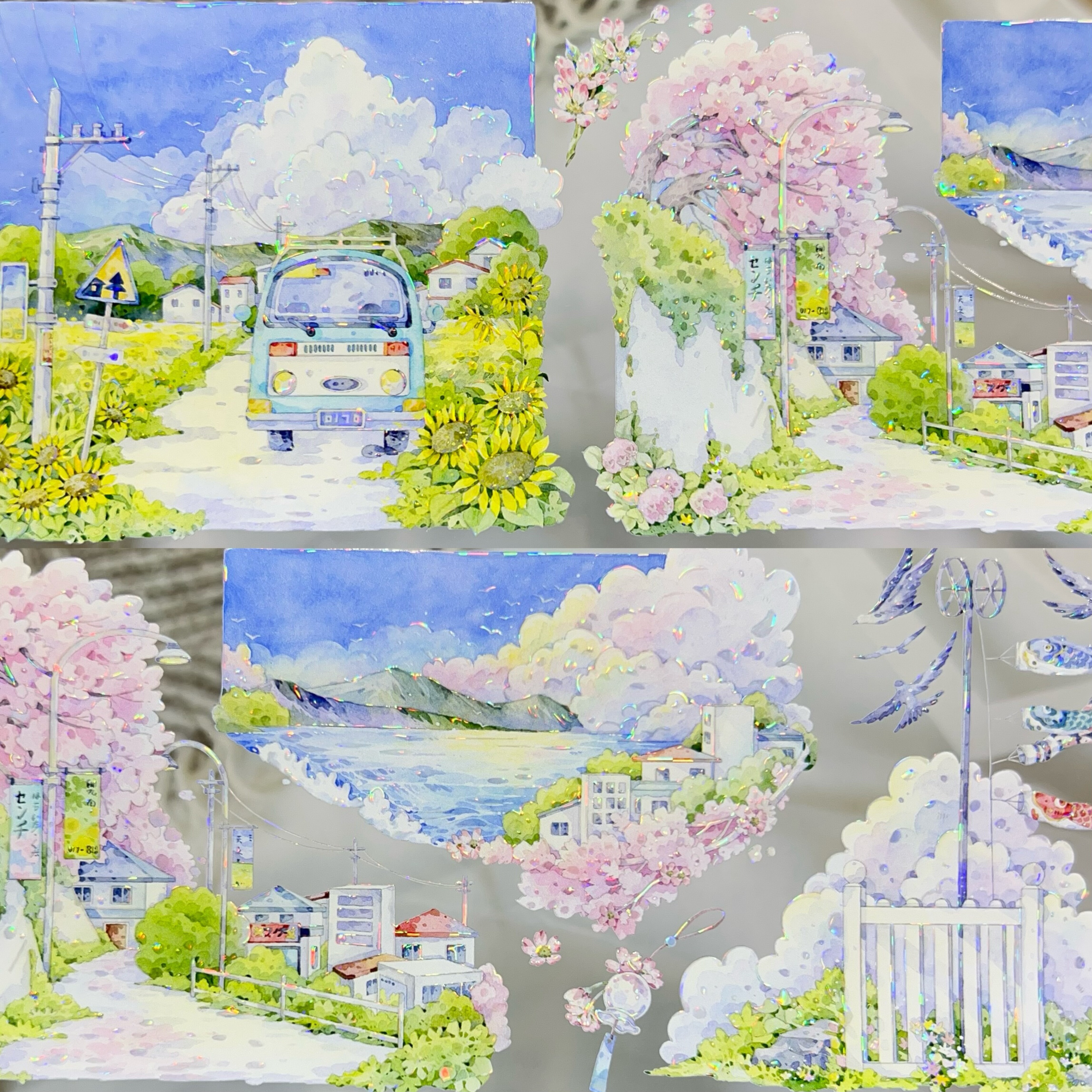 镰仓海岸 StudioVI造景胶带贝壳光风景火车渔村手帐咕卡流麻素材