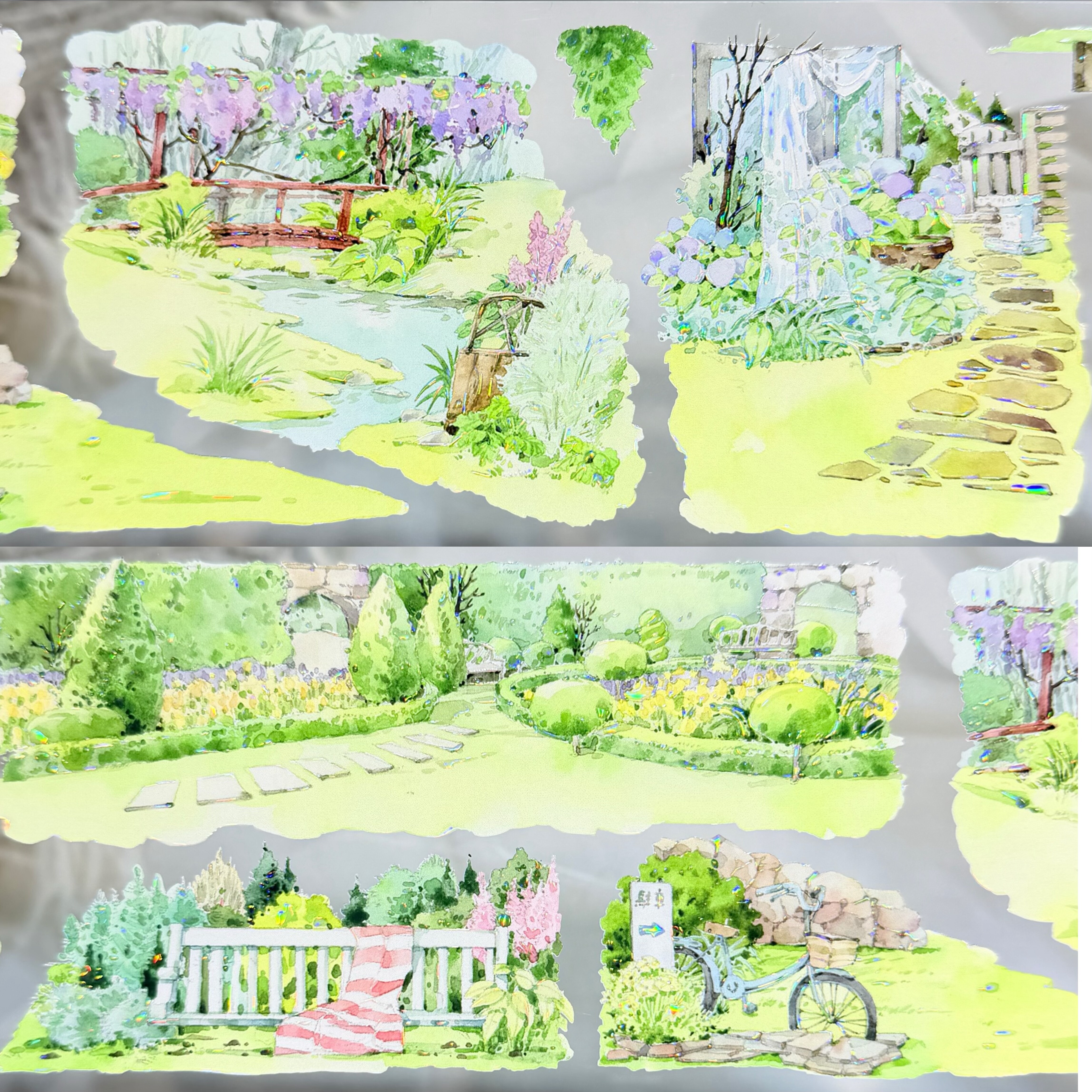 Shine新品 蓝屿逐浪 绿茵回廊 绿意流光PET贝壳光造景大背景胶带