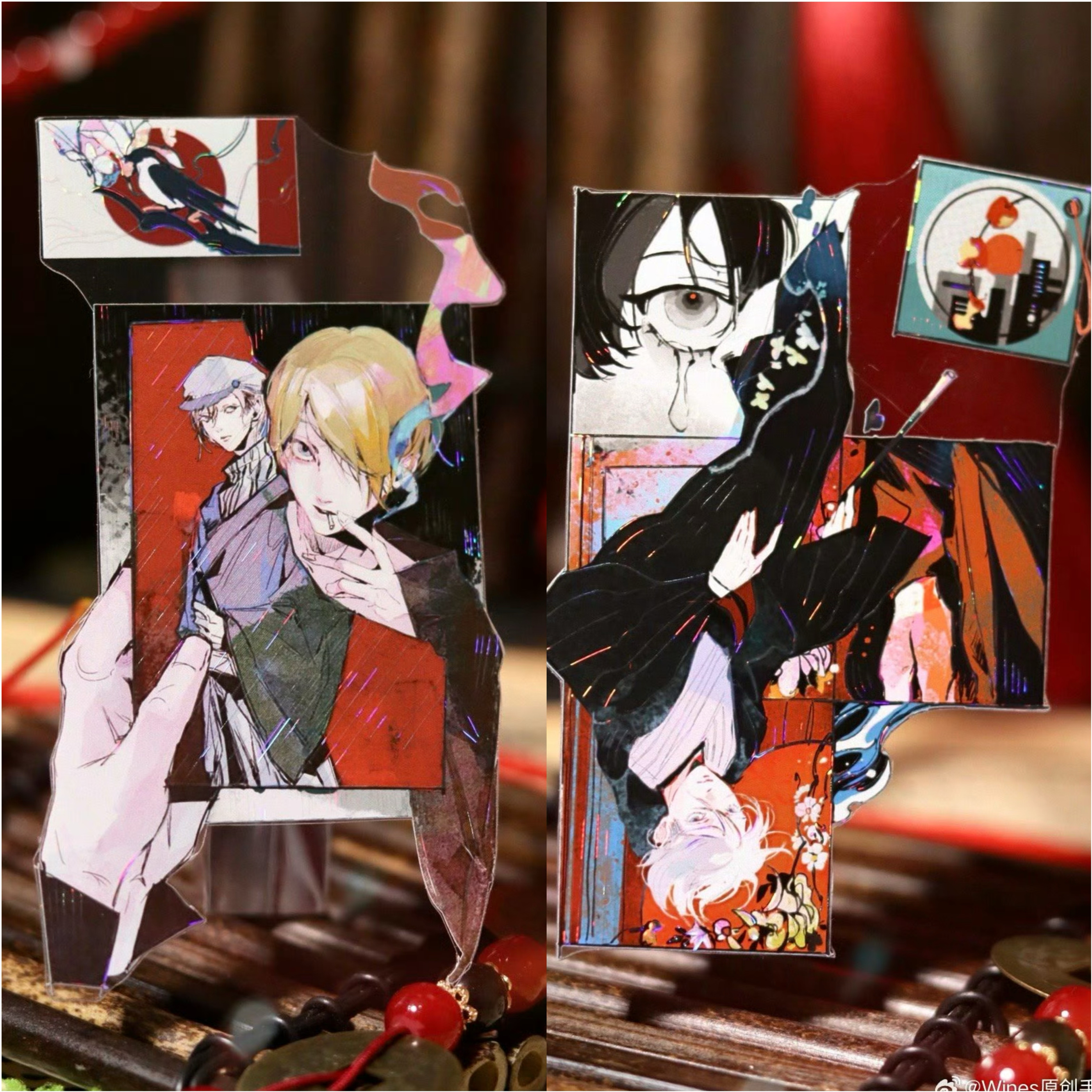 昔夜余暮Wines人物胶带PET贝壳光氛围感原创男人手帐咕卡立牌素材