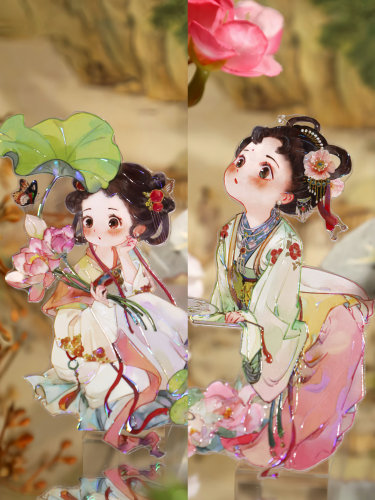 整卷shine手账胶带颂时祺古风可爱小女孩甜美呆萌流麻咕卡贴纸素