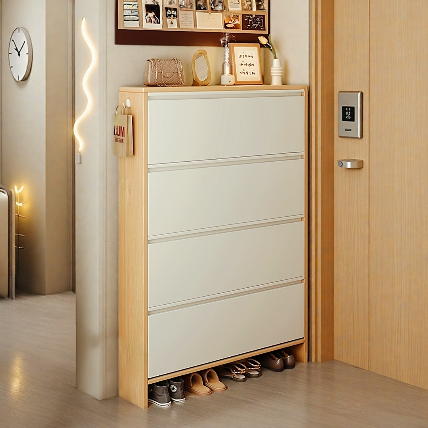 超薄鞋柜2025新款实木翻斗式