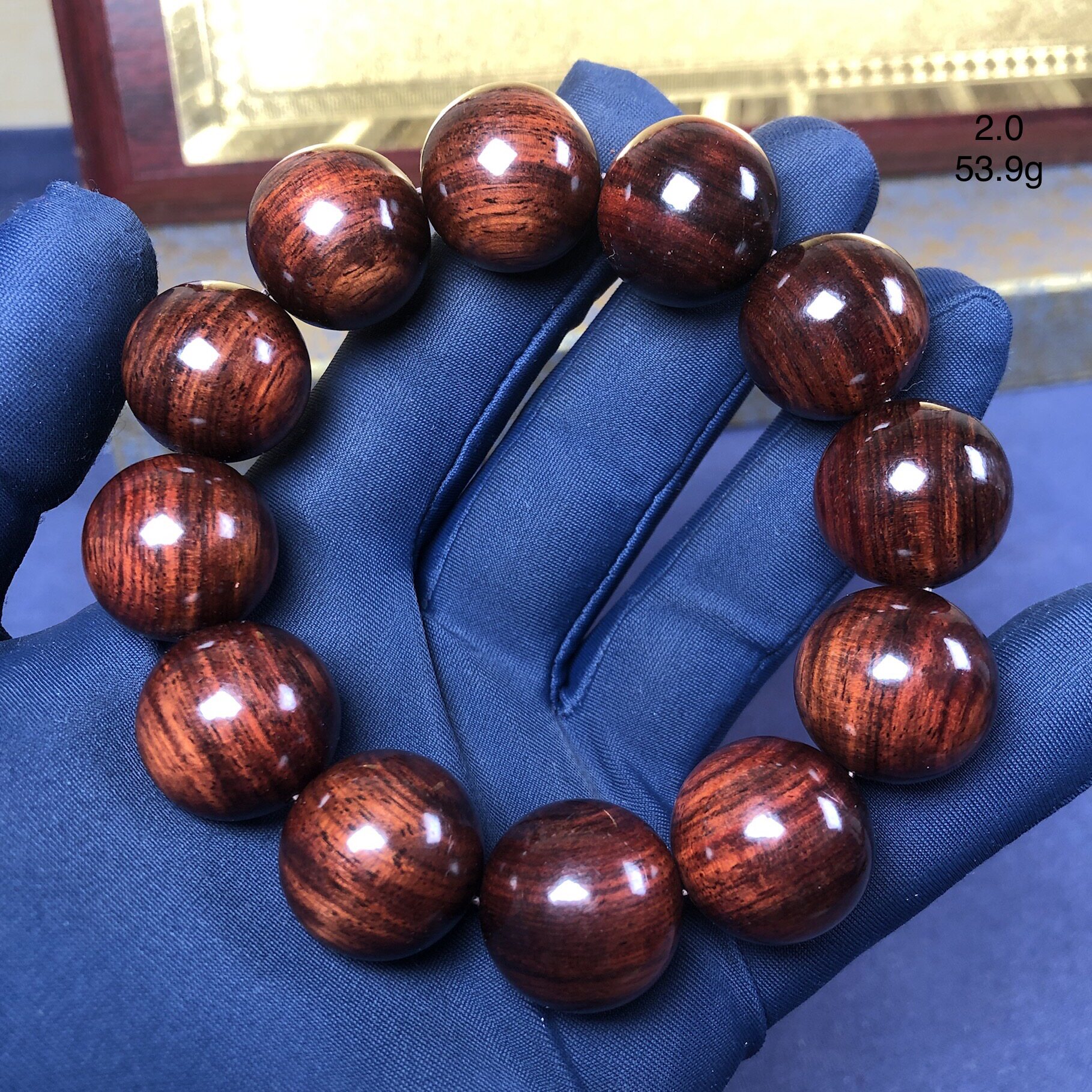 海南黄花梨老料2.0手串玻璃底紫油梨佛珠高油高密高档送礼收藏品