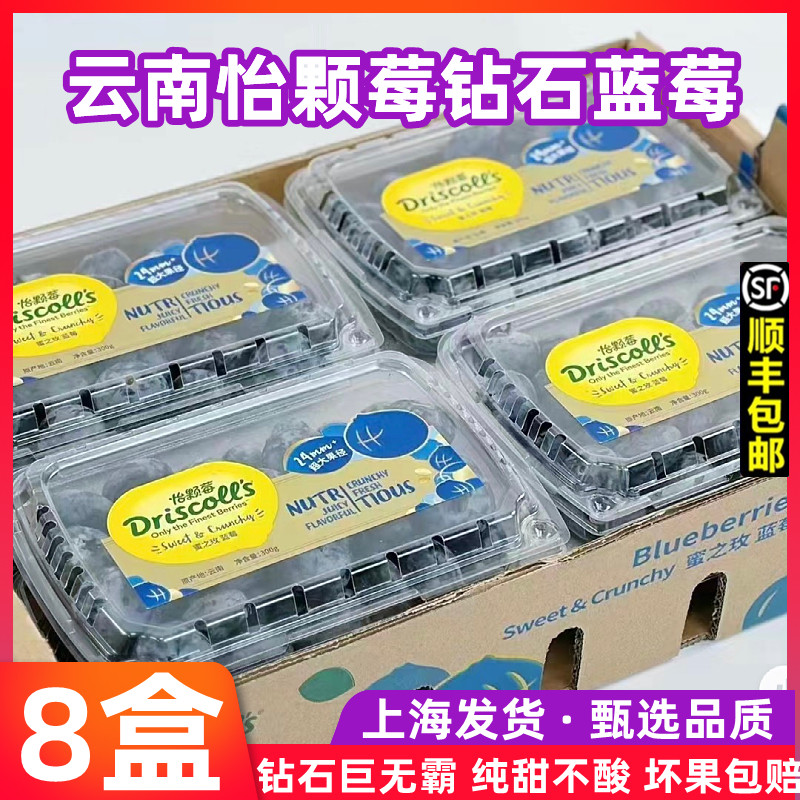云南怡颗莓钻石蓝莓王巨无霸22mm当季限量脆甜新鲜水果8盒礼盒装