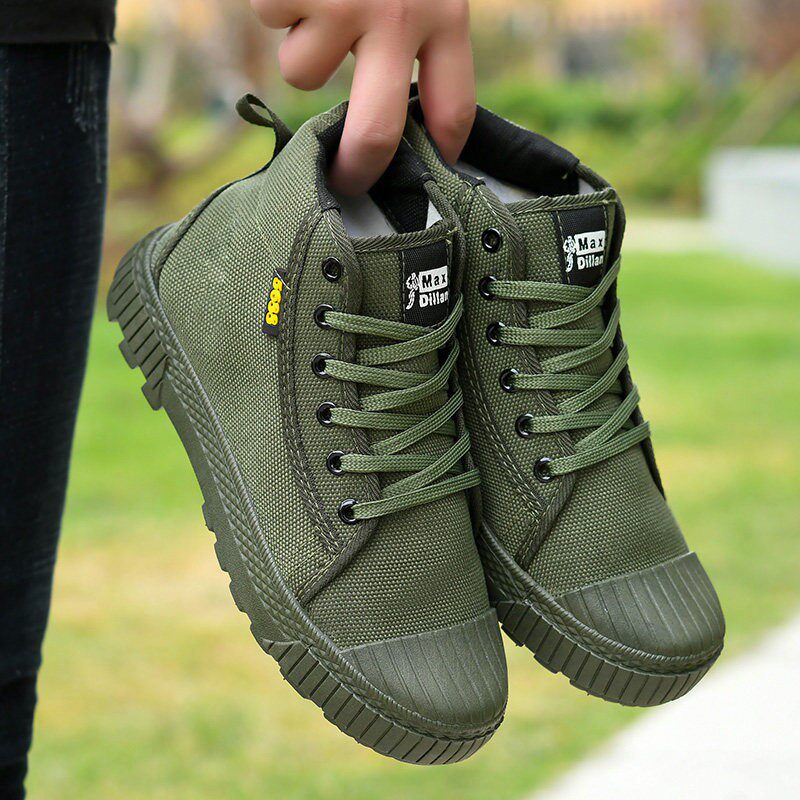 韩国解放鞋男士防滑耐磨劳保训练帆布农田民工地干活黑色透气胶鞋