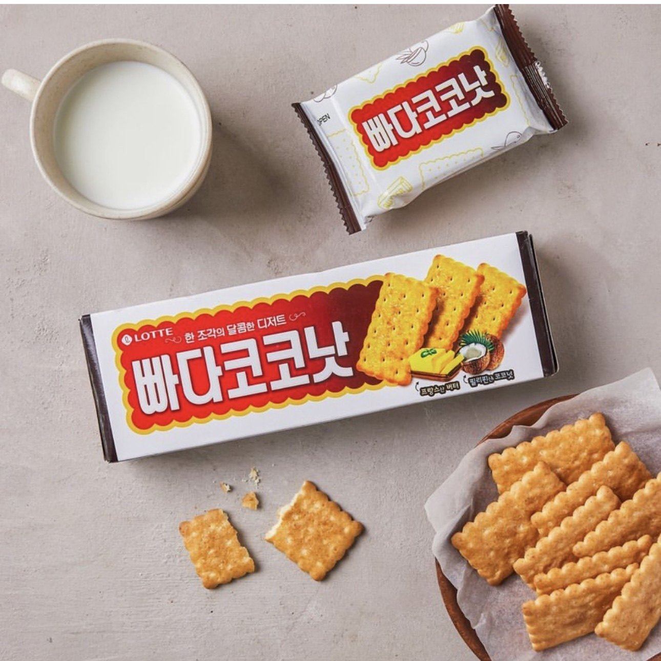 乐天黄油椰子味饼干 椰奶香酥 独立包装小饼干曲奇 韩国零食包邮