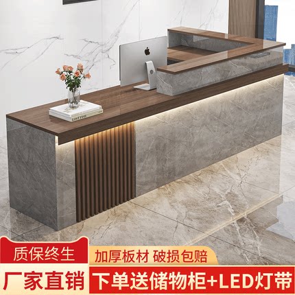 中式转角吧台收银台公司前台接待台服装店商用店铺小型柜台办公桌