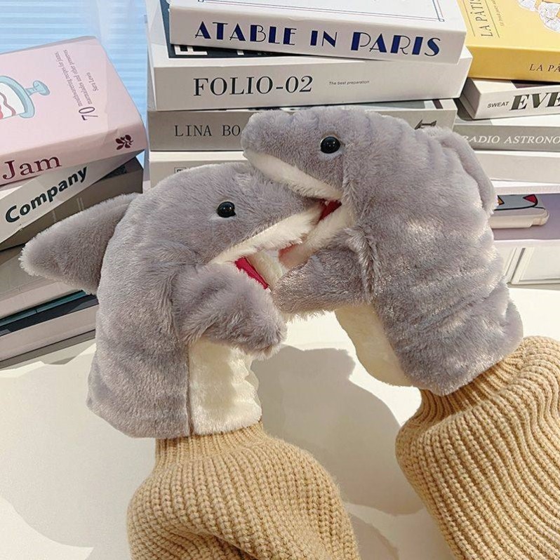 小鲨鱼手偶手套玩偶公仔可张嘴娃娃动嘴整蛊毛绒玩具奇葩生日礼物