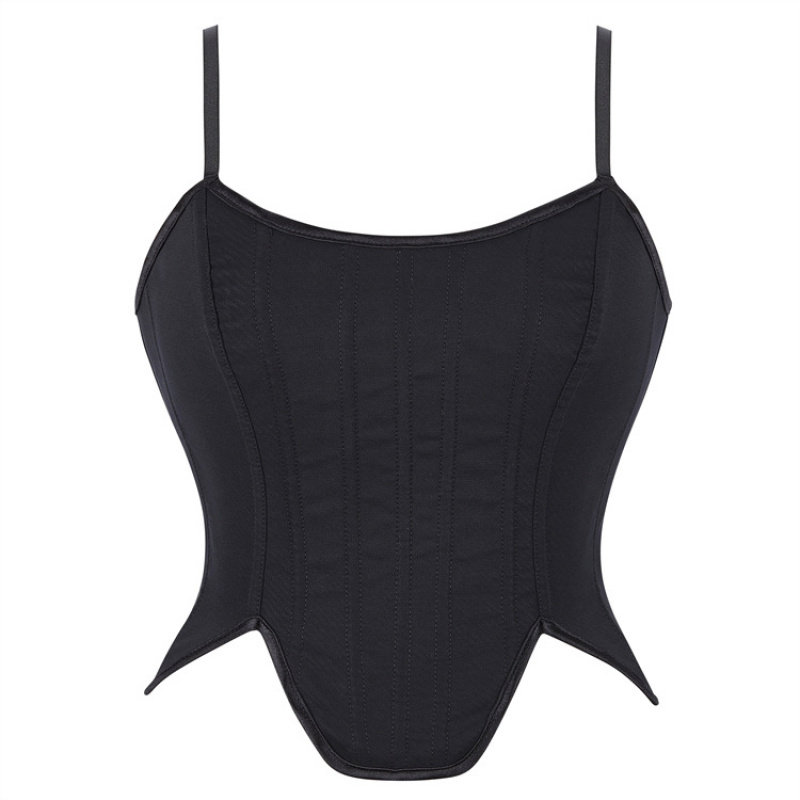 新款双吊带可调节黑色女士抹胸托胸宫廷塑身上衣corset小礼服背心