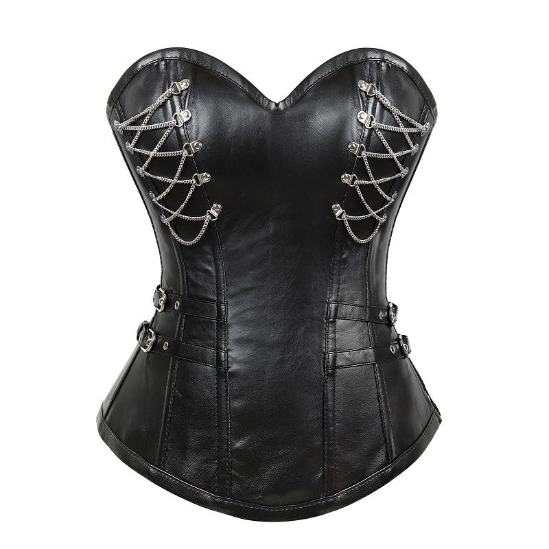机车哥特式拉链皮款钢骨宫廷塑身corset演出服束身上衣朋克风胸衣