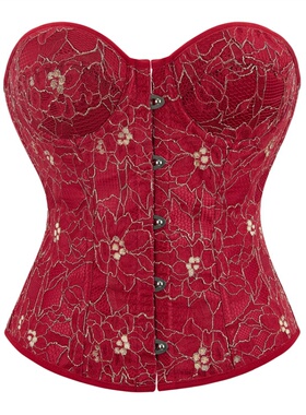 新款深红带罩杯女士收腰托胸宫廷塑身衣无肩带鱼骨上衣corset马甲