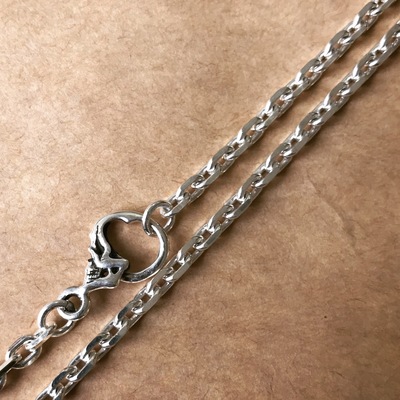 原创手工爱心骷髅银细角链