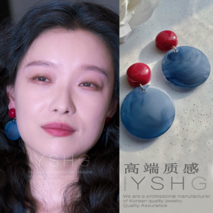 隐身的名字任小名倪妮同款耳环 蓝色亚克力耳钉气质高级感耳饰女