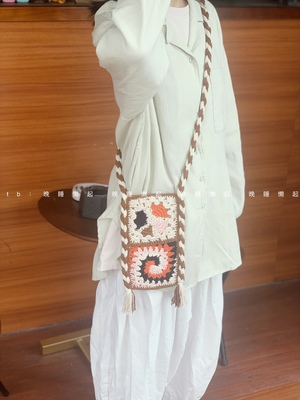 自制纯手工编织story mfg民族风斜跨 storymfg棋盘格斜挎包手机包