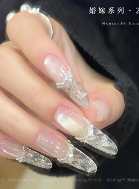 魅萱婚嫁系列冰透白开水玻璃珠猫眼胶2025年新款瓷白指甲油胶美甲