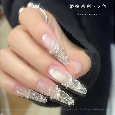 魅萱婚嫁系列冰透白开水玻璃珠猫眼胶2025年新款瓷白指甲油胶美甲