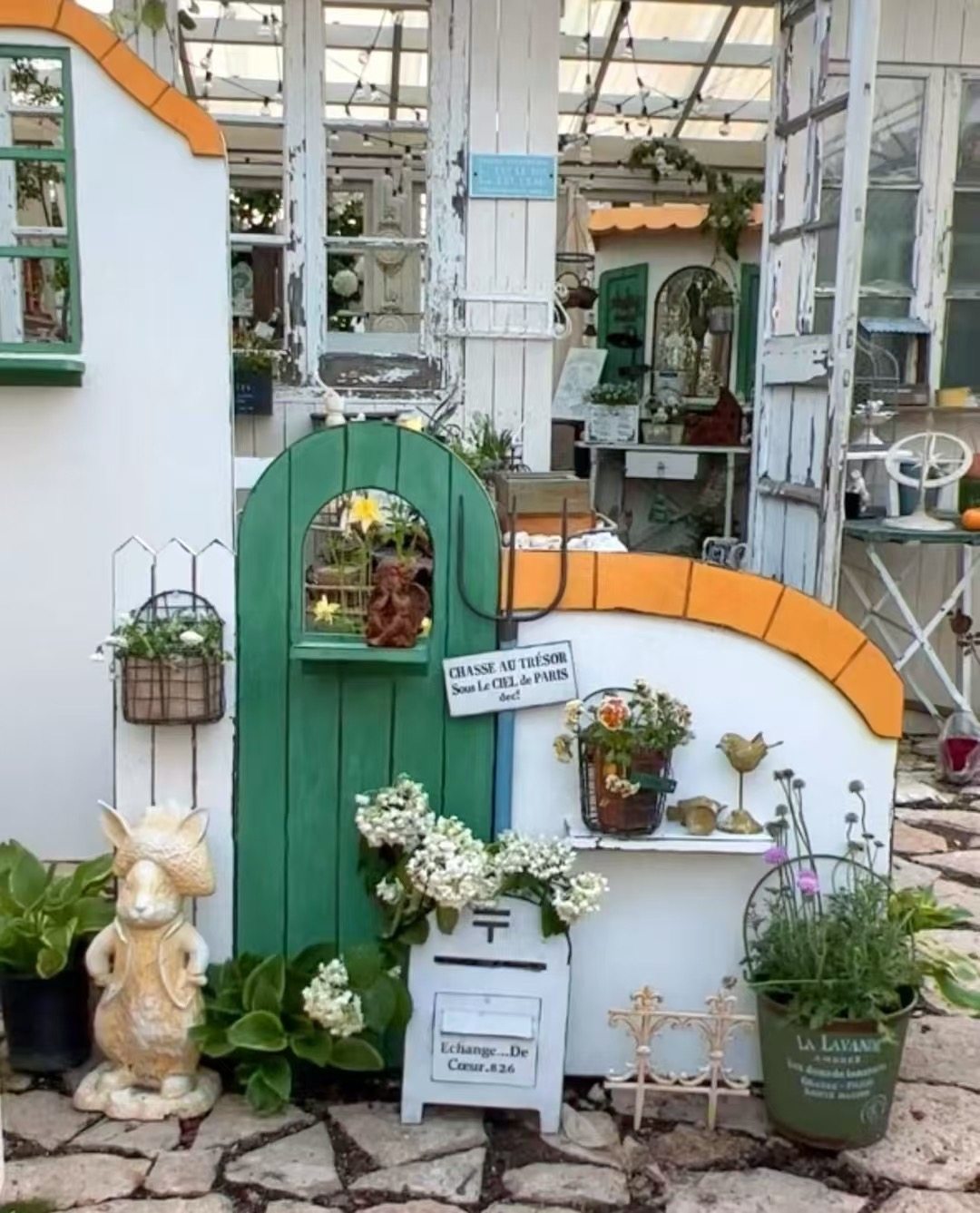 实木半圆拱门背景板花园杂货装饰摆件日系复古做旧门板