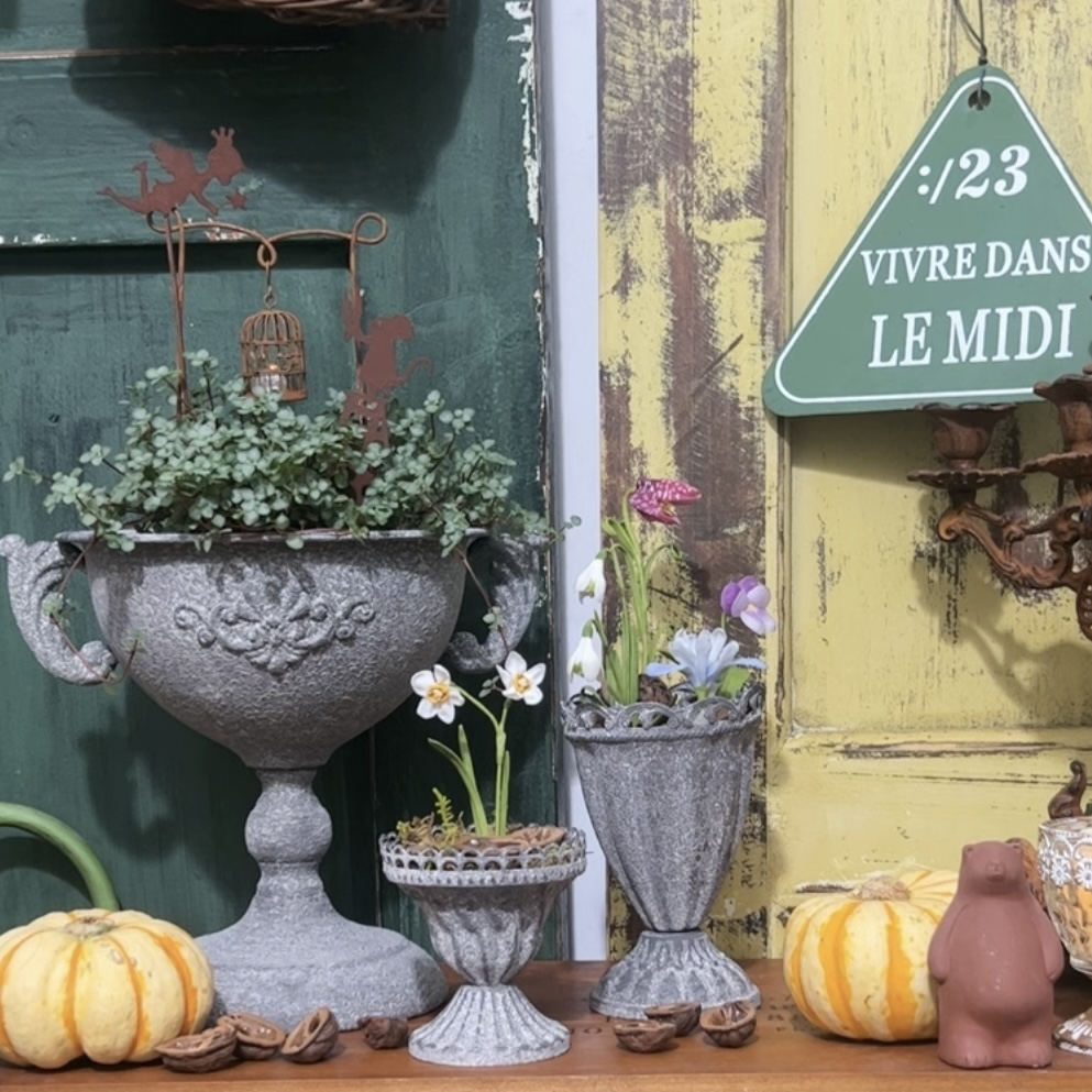 日系铁艺蕾丝花盆多肉草花套盆花园杂货装饰摆件户外庭院