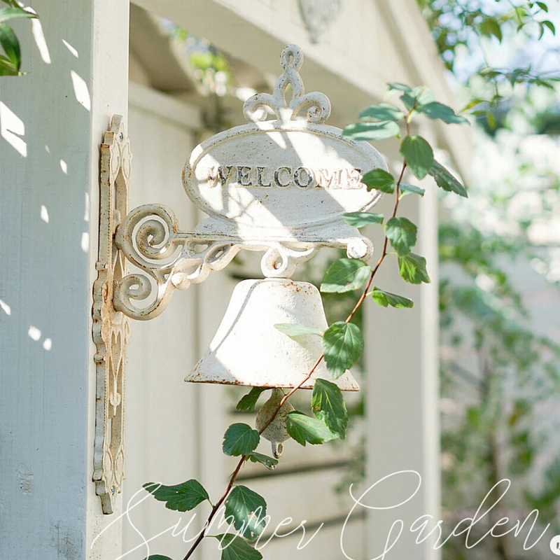 复古铸铁欢迎壁挂铃铛杂货花园
