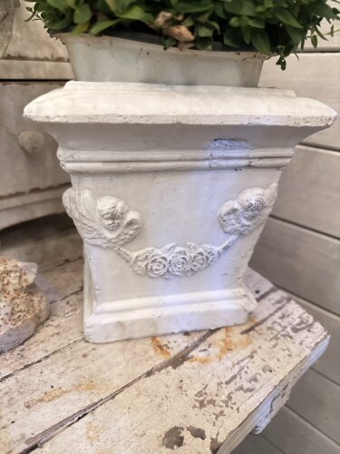 手压粗陶天使玫瑰四方盆