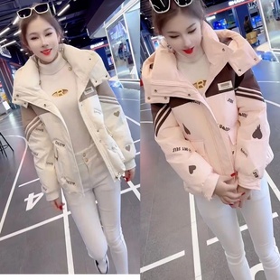 新款羽绒服爱心短外套冬2025冬季小个子宽松保暖重工女士初冬外套