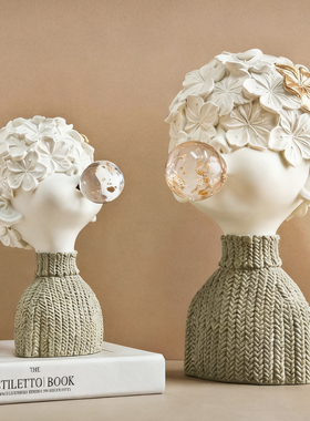 北欧吹泡泡男孩摆件艺术轻奢高级