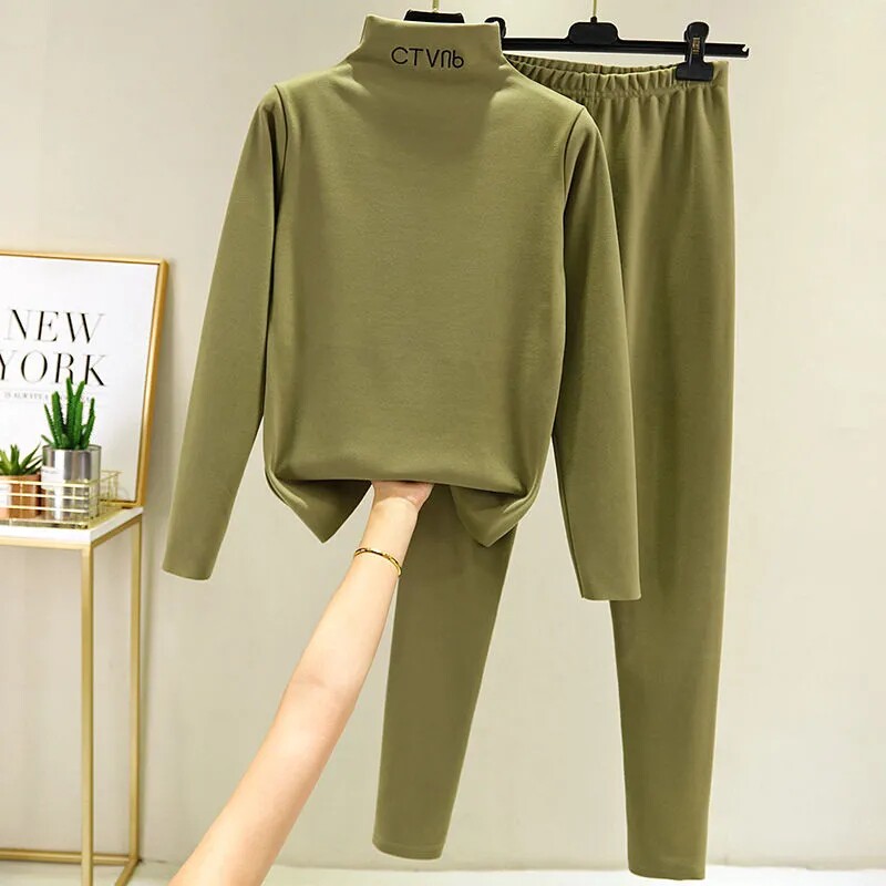 德绒自发热打底衫女秋冬半高领保暖双面加绒加厚上衣秋衣秋裤套装,女装/女士精品,时尚套装,淘宝优惠券,粉丝福利购,淘宝优惠卷