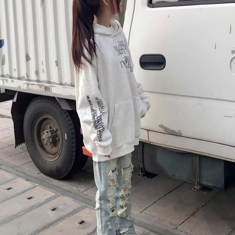 美式高街连帽卫衣男女秋冬季加绒