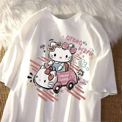 100%重磅纯棉美式卡通短袖t恤女