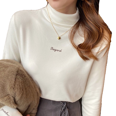 加绒加厚打底衫女秋冬季洋气上衣