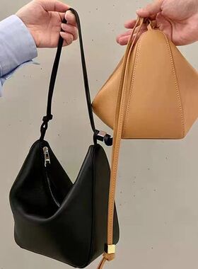 hammock包女牛皮高级感轻奢腋下包真皮hobo包斜挎包