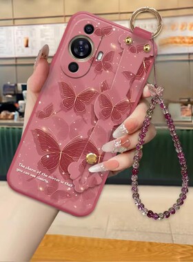 浅绿金箔蝶适用于华为nova12活力版手机壳nova13新款12ultra蝴蝶nova14个性女nova14pro腕带斜挎挂绳壳