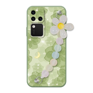 浅绿山茶花适用于vivos18手机壳S18Pro新款s18e清新s17花朵s17Pro硅胶s17e女款s16硅胶s15超薄s12防摔软壳